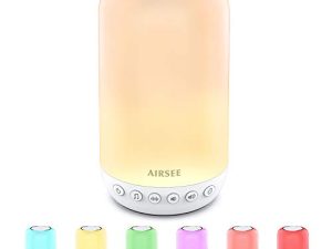 آلة صوت AIRSEE White Noise من أجل نوم الأطفال البالغين ، مع إضاءة ليلية 7 ألوان ، 16 صوتًا مهدئًا مدمجًا مع مؤقت وخاصية الذاكرة ، آلة ضوضاء للأطفال ، المنزل ، المكتب ، السفر