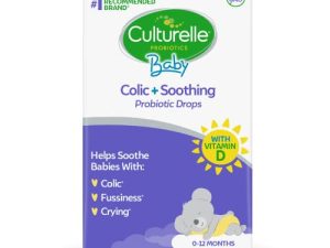 Culturelle Baby Colic + قطرات البروبيوتيك المهدئة بفيتامين د ، تساعد على تهدئة المغص والاضطراب والبكاء عند الأطفال والرضع وحديثي الولادة من عمر 0 إلى 12 شهرًا * ، خالٍ من الغلوتين وغير معدّل وراثيًا ، 7.5 مل ، متعدد