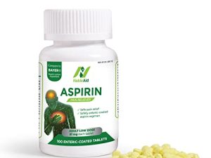 NobleAid Pure Low Dose Baby Aspirin 81mg للكبار ، 100 عدد أقراص أسبرين مغلفة معوية للرجال والنساء ، مخفض آمن للحمى ، مسكن للآلام للصداع والتهاب المفاصل والتشنجات والالتهابات