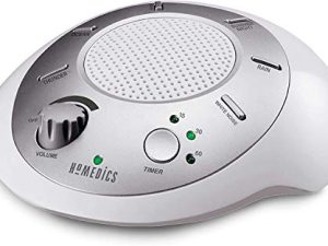Homedics SoundSleep White Noise Sound Machine ، فضي ، آلة صوت صغيرة للسفر مع 6 أصوات طبيعية مريحة ، علاج صوتي محمول للمنزل والمكتب والحضانة ، مؤقت الإيقاف التلقائي ، بواسطة Homedics