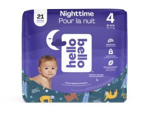 حفاضات Hello Bello Nighttime للأطفال - مقاس 4 - فائقة الامتصاص ومضادة للحساسية للحفاضات الليلية لحماية ممتدة - 21 حفاضة