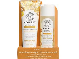 مجموعة شامبو منظف 2 في 1 من شركة Honest Company + مجموعة غسول للجسم والوجه + غسول للجسم | جنتل للطفل | مشتق طبيعيا | منعش الحمضيات والفانيليا ، 18.5 أوقية سائلة