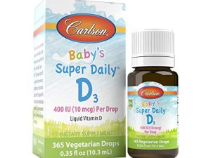 Carlson - Baby's Super Daily D3 ، قطرات فيتامين د للأطفال ، 400 وحدة دولية (10 ميكروغرام) لكل قطرة ، كمية كافية لمدة عام ، نباتي ، قطرات فيتامين د السائلة للرضع والأطفال الصغار ، بدون نكهات ، 365 قطرة