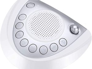 آلة الضوضاء البيضاء Raynic Sound Machine المحمولة آلة النوم مع 24 صوتًا طبيعيًا مهدئًا ومؤقت ومنفذ USB ومقبس سماعة رأس للأطفال والأطفال والكبار والسفر والمكتب والمنزل (فضي)