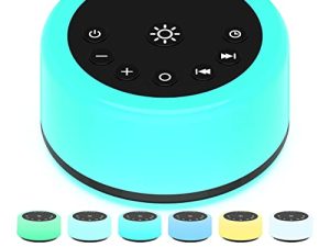 ColourNoise Sound Machines آلة الضوضاء البيضاء 12 لونًا أضواء ليلية مع 30 صوتًا مهدئًا للنوم مع 5 مؤقتات محمولة للسفر المنزلي والمكتب ... (R-Black)