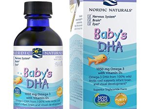 Nordic Naturals Baby's DHA ، بدون نكهة - 2 أونصة - 1050 مجم أوميجا 3 + 300 وحدة دولية فيتامين D3 - يدعم نمو الدماغ والرؤية والجهاز العصبي لدى الأطفال - غير معدلة وراثيًا - 12 حصة